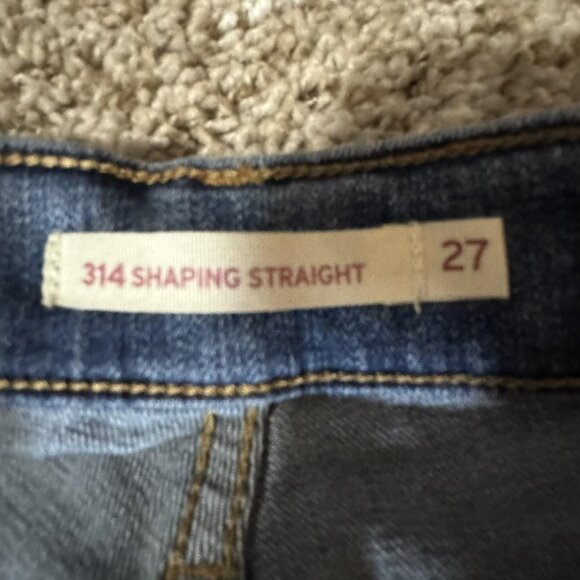 Levis 314 Shaping Straight Jeans Womens 27x32 Blue Denim Stretch Mid Rise - Picture 5 of 12